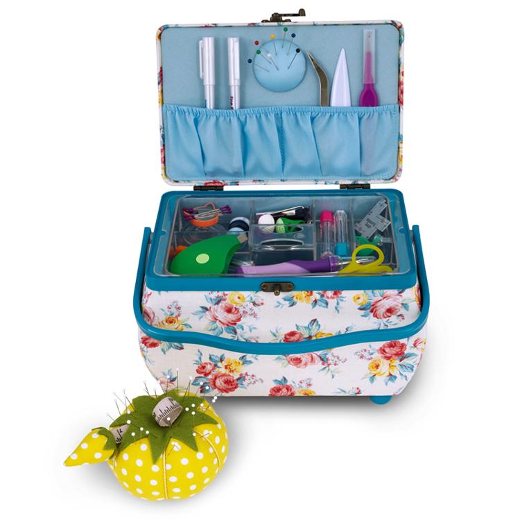 Sewing Basket with Pin Cushion, different perspective #1, zoomed in. Select this picture to zoom back out.