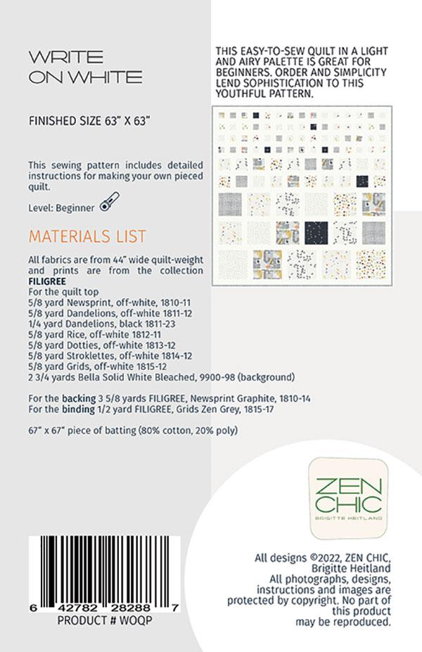 Write on White - Quilt Pattern