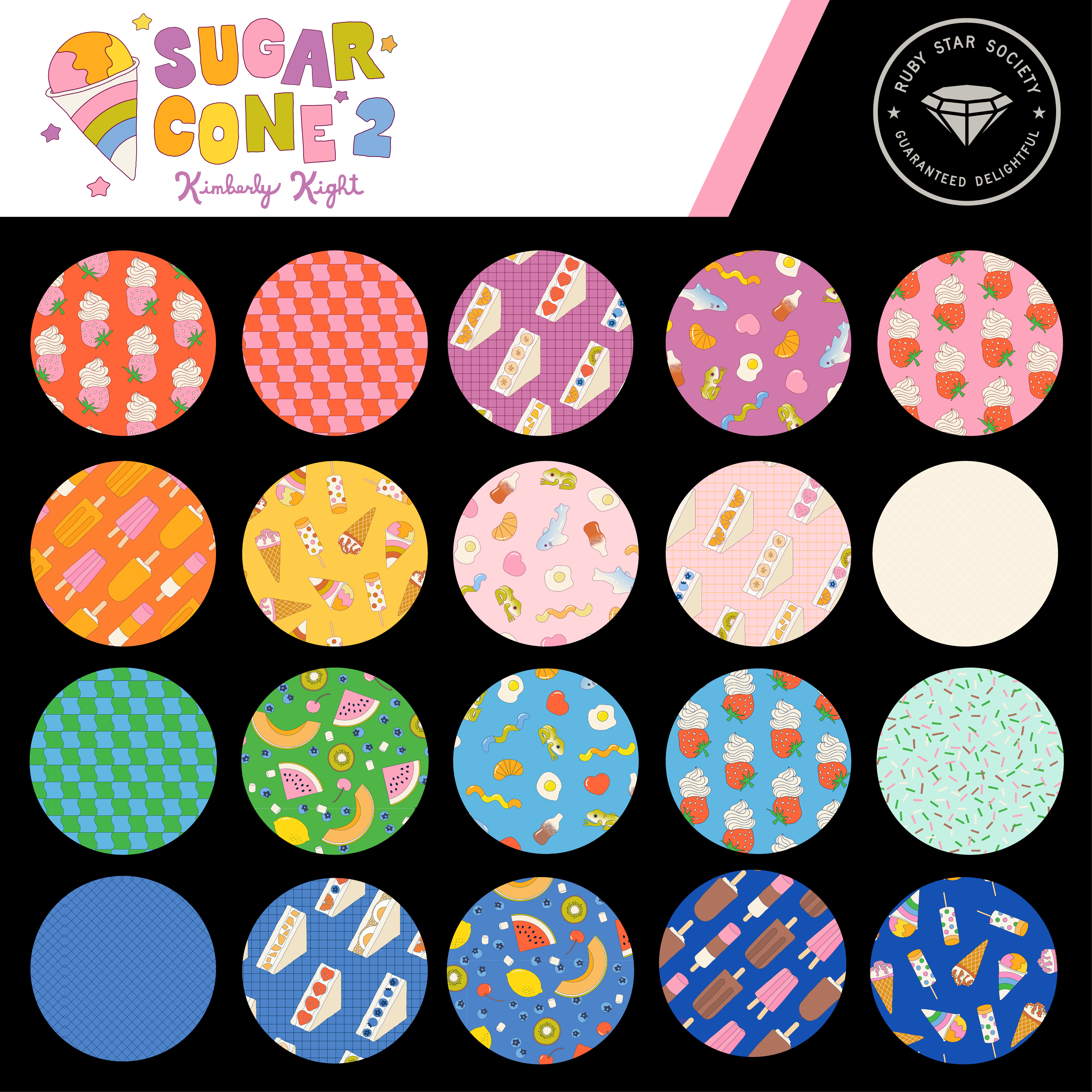 Sugar Cone 2 - Charm Pack, different perspective #1, zoomed in. Select this picture to zoom back out.