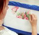 Tiny image of Blue Polka Dot Fabric Grime Guard 17" x 17"