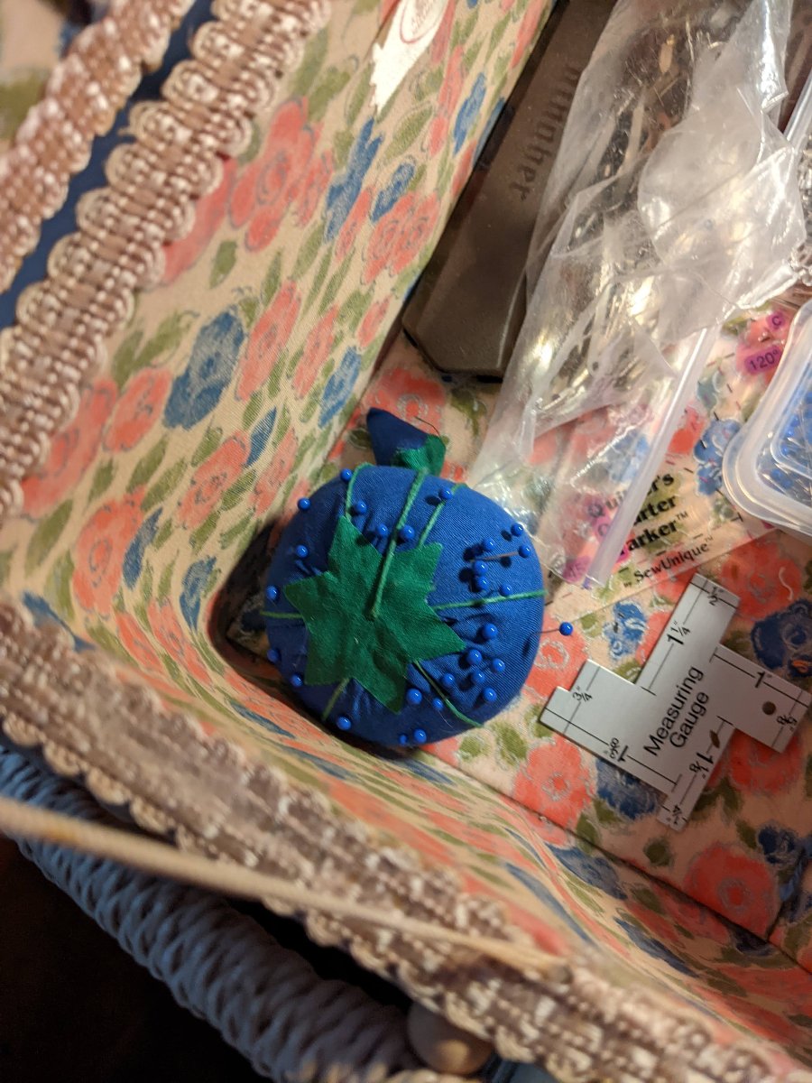 A customer's finished Tomato Pin Cushion - 1 Cushion, zoomed in. Select this picture to zoom back out.